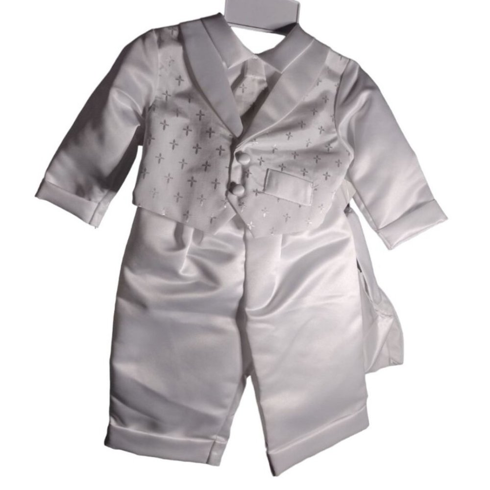 Infant 6-9 Months Boys White Baptism/Dedication/Christening/Wedding Suit New Wit